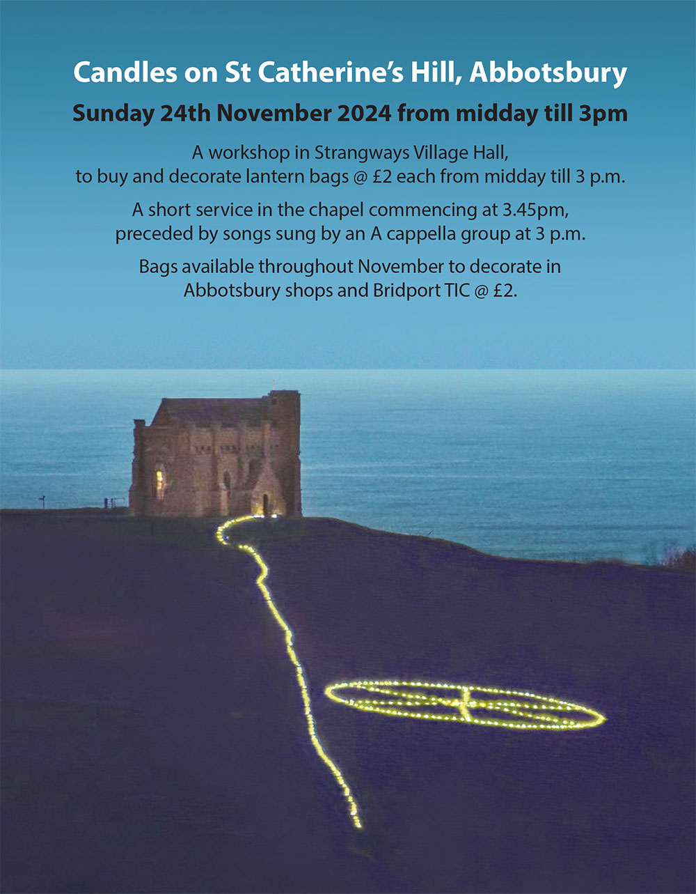 Candles on St Catherine’s Hill, Abbotsbury 2024